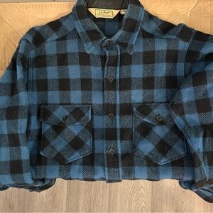 L.L. Bean Blue and Black Plaid Men's Shirt